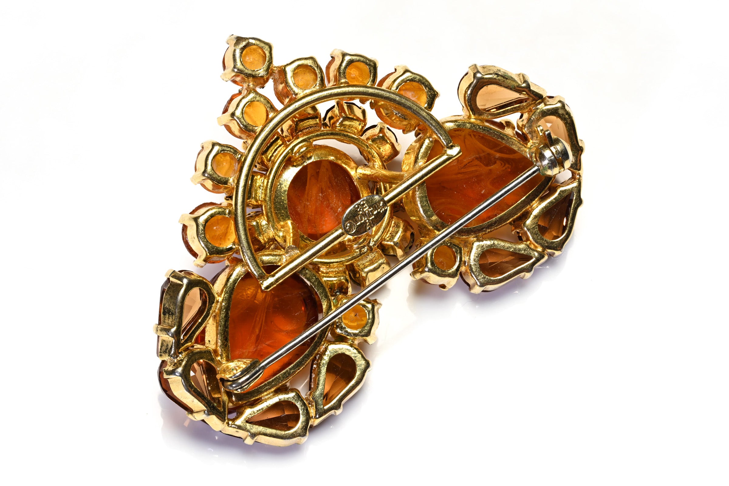 Vintage 1958 Christian Dior Paris Brown Crystal Heart Brooch 2