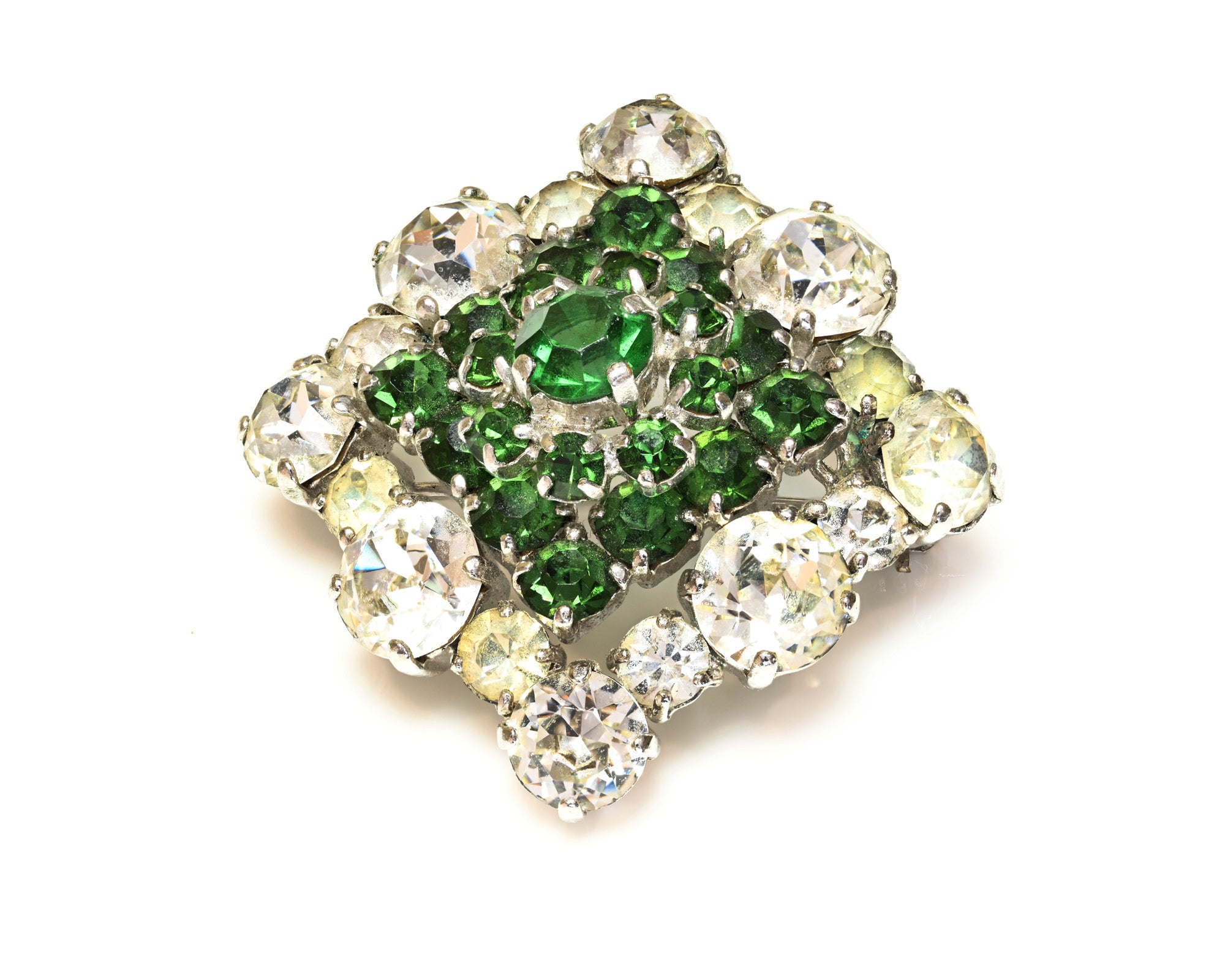 Vintage 1959 Christian Dior Green Crystal Brooch