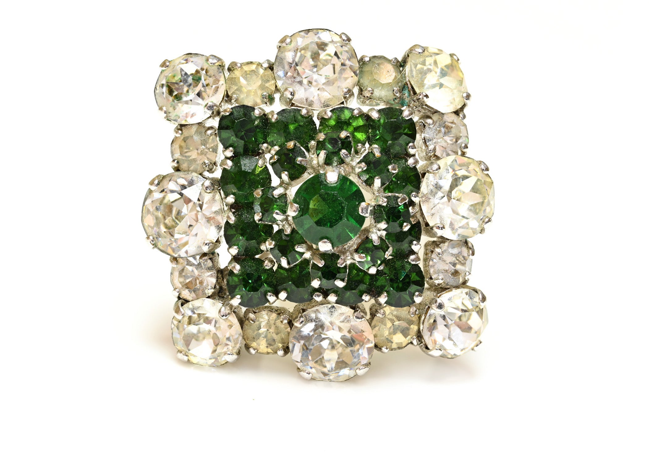Vintage 1959 Christian Dior Green Crystal Brooch 2