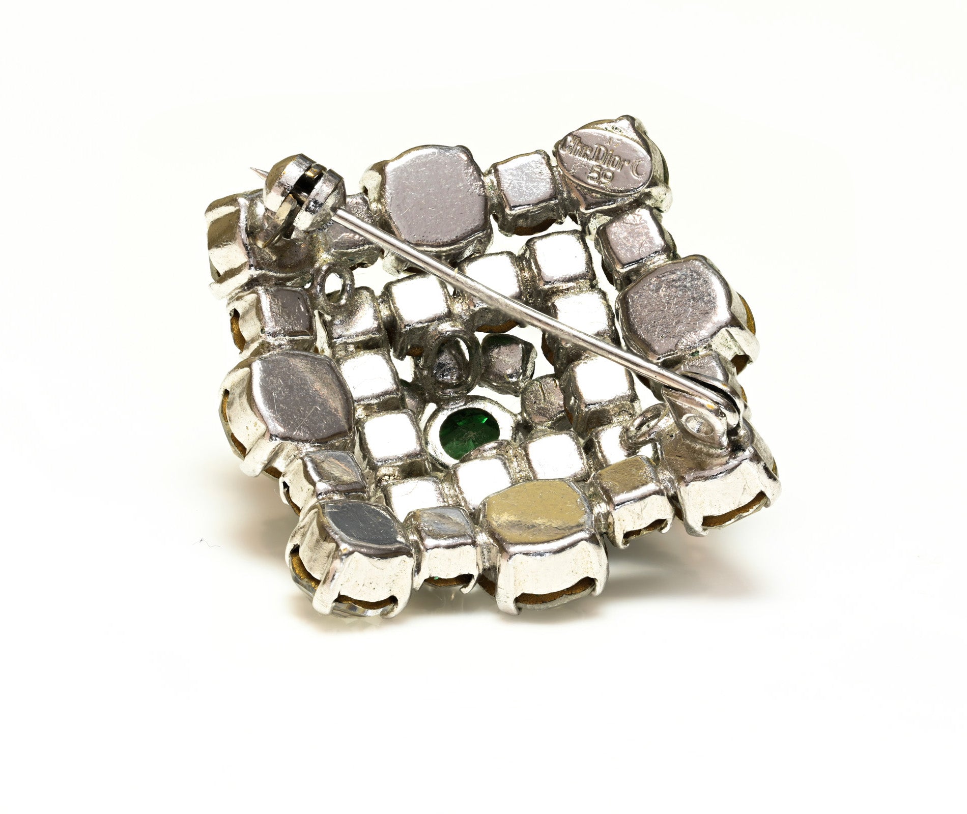 Vintage 1959 Christian Dior Green Crystal Brooch 3