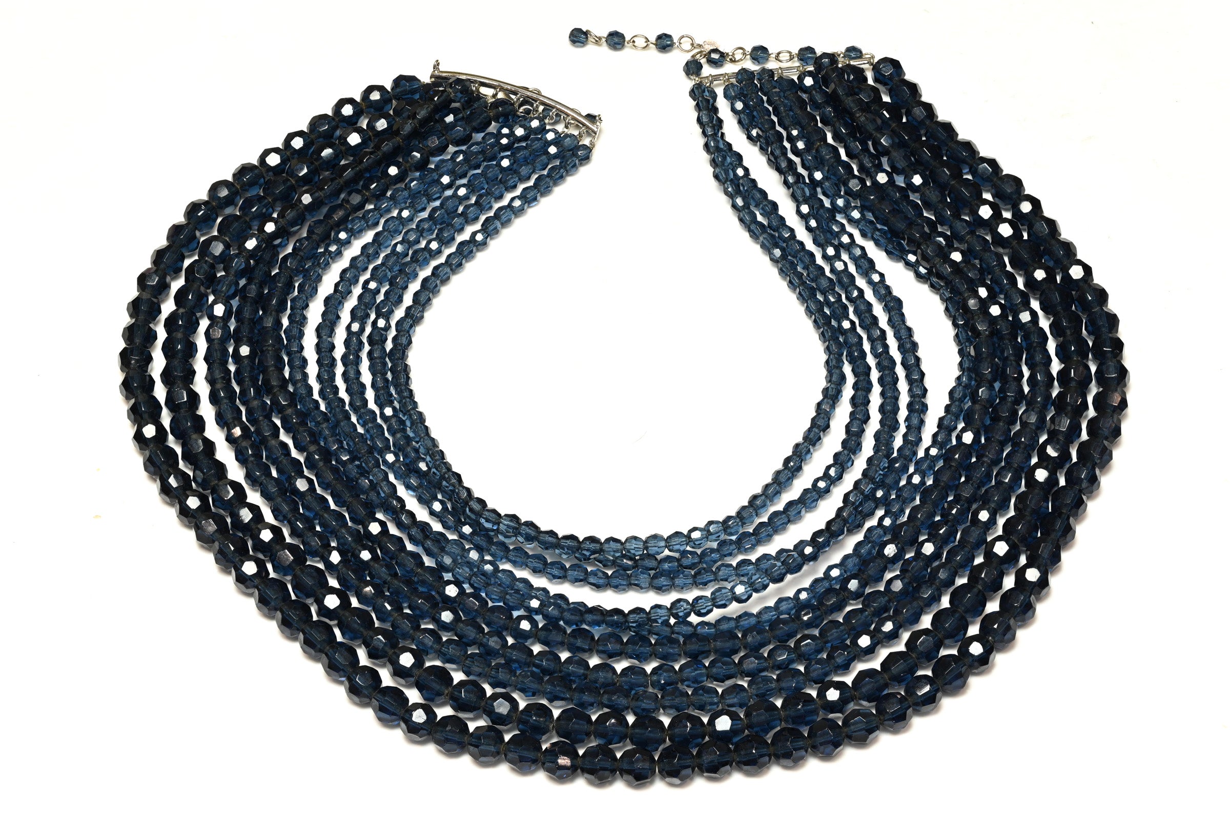 Vintage 1960 Christian Dior by Yves Saint Laurent Blue Crystal Necklace