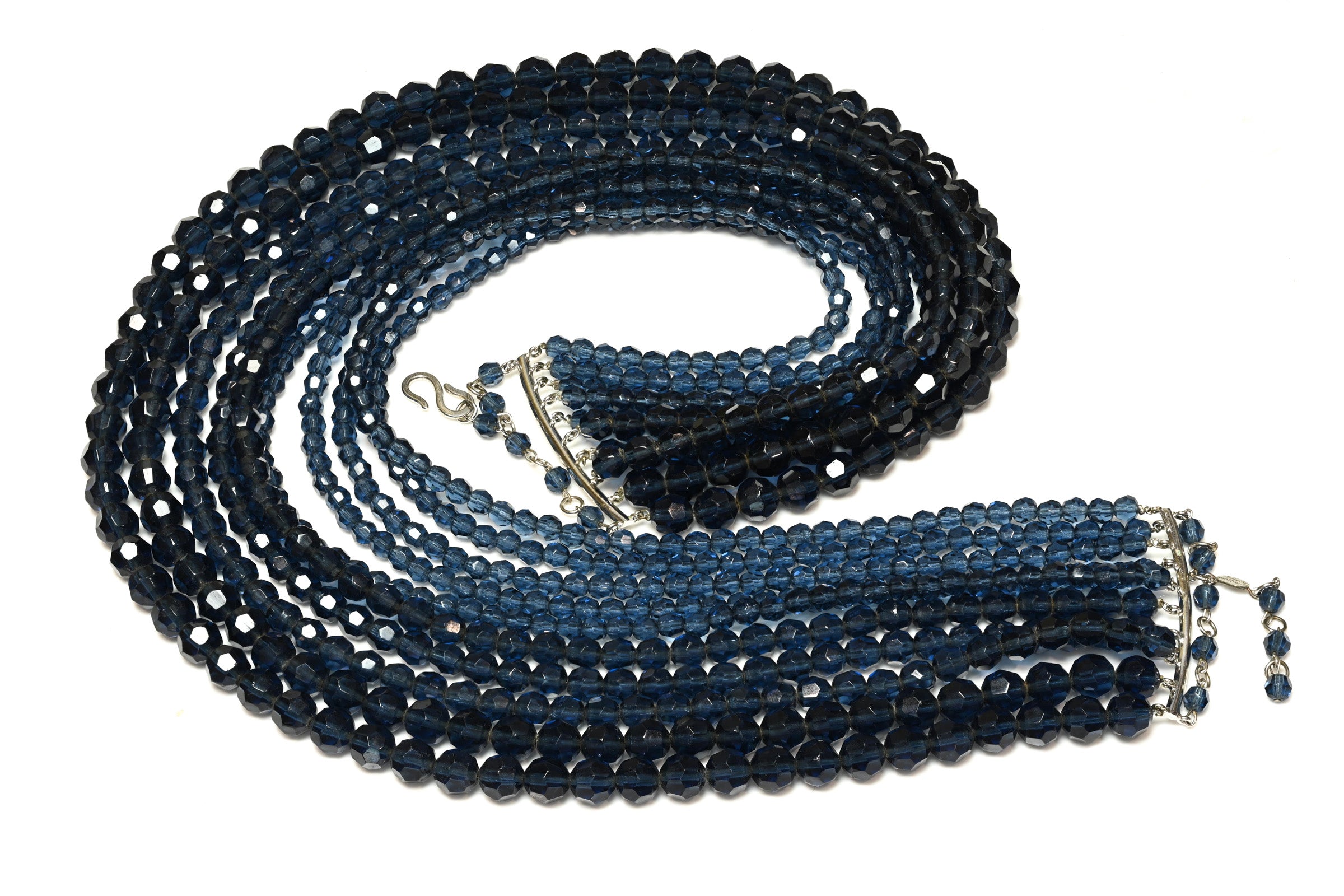 Vintage 1960 Christian Dior by Yves Saint Laurent Blue Crystal Necklace 1