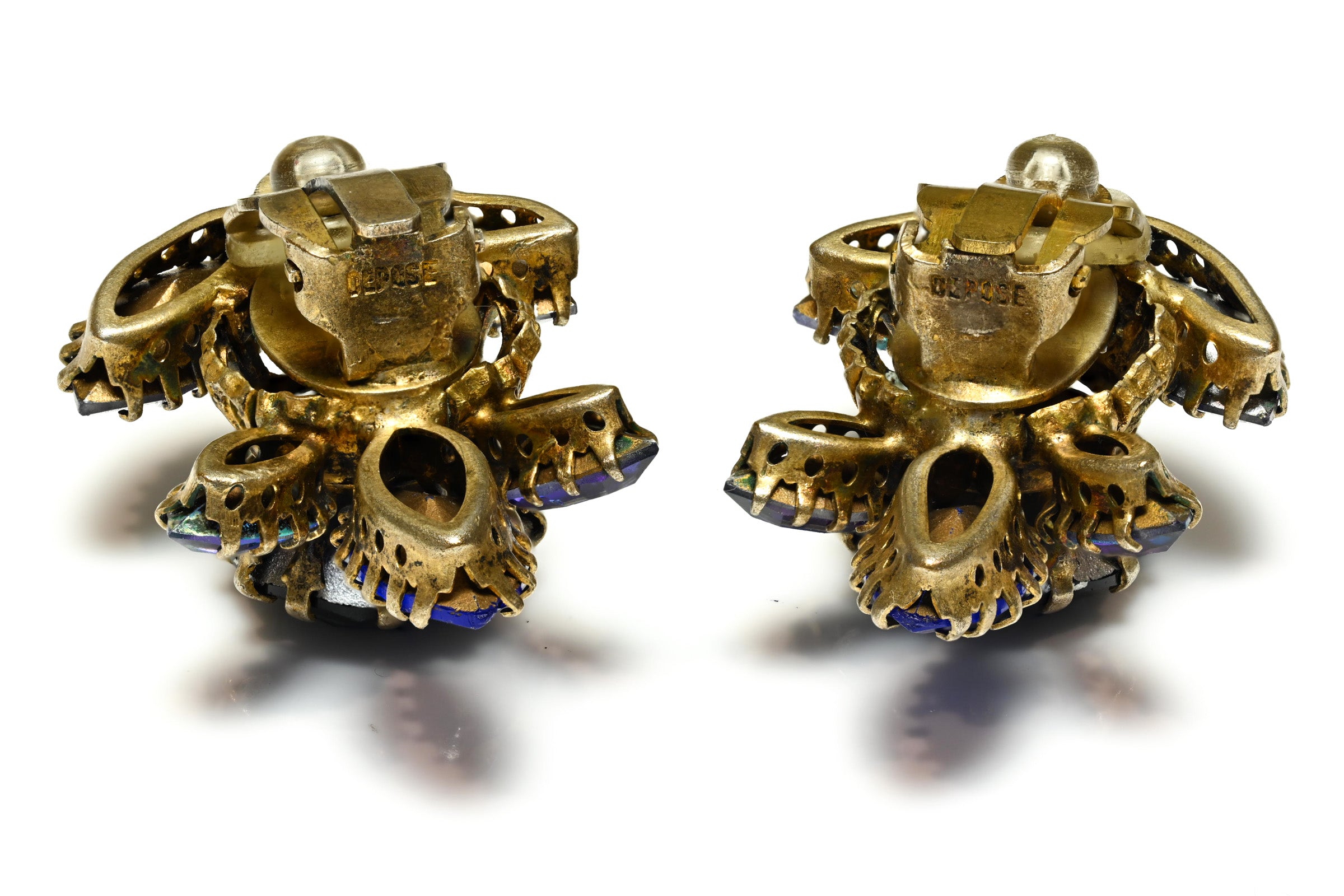 Vintage 1960's Countess Cissy Zoltowska Blue Crystal Pearl Heart Set Signature
