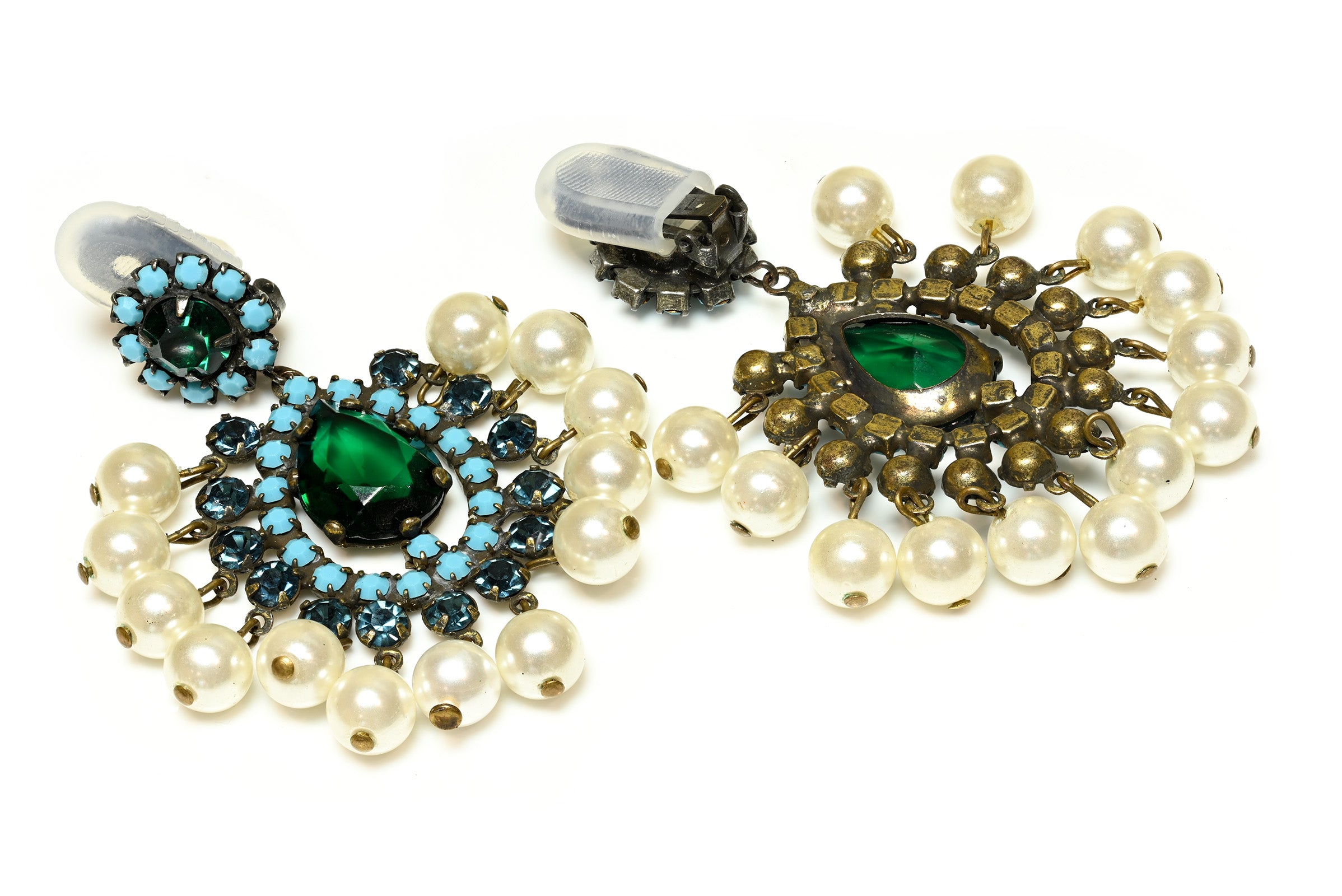 Vintage 1960's Kenneth Jay Lane Mughal Style Blue Earrings