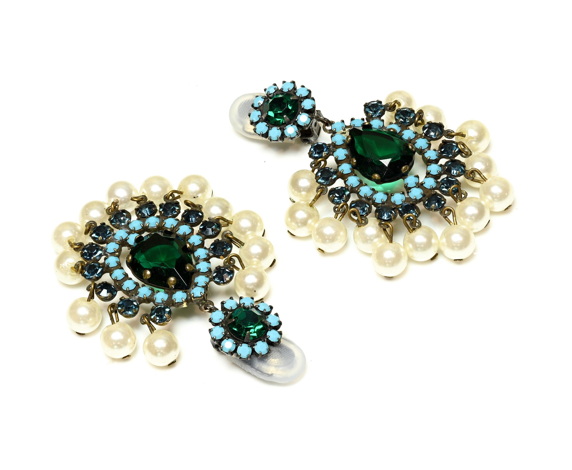 Vintage 1960's Kenneth Jay Lane Mughal Style Green Earrings