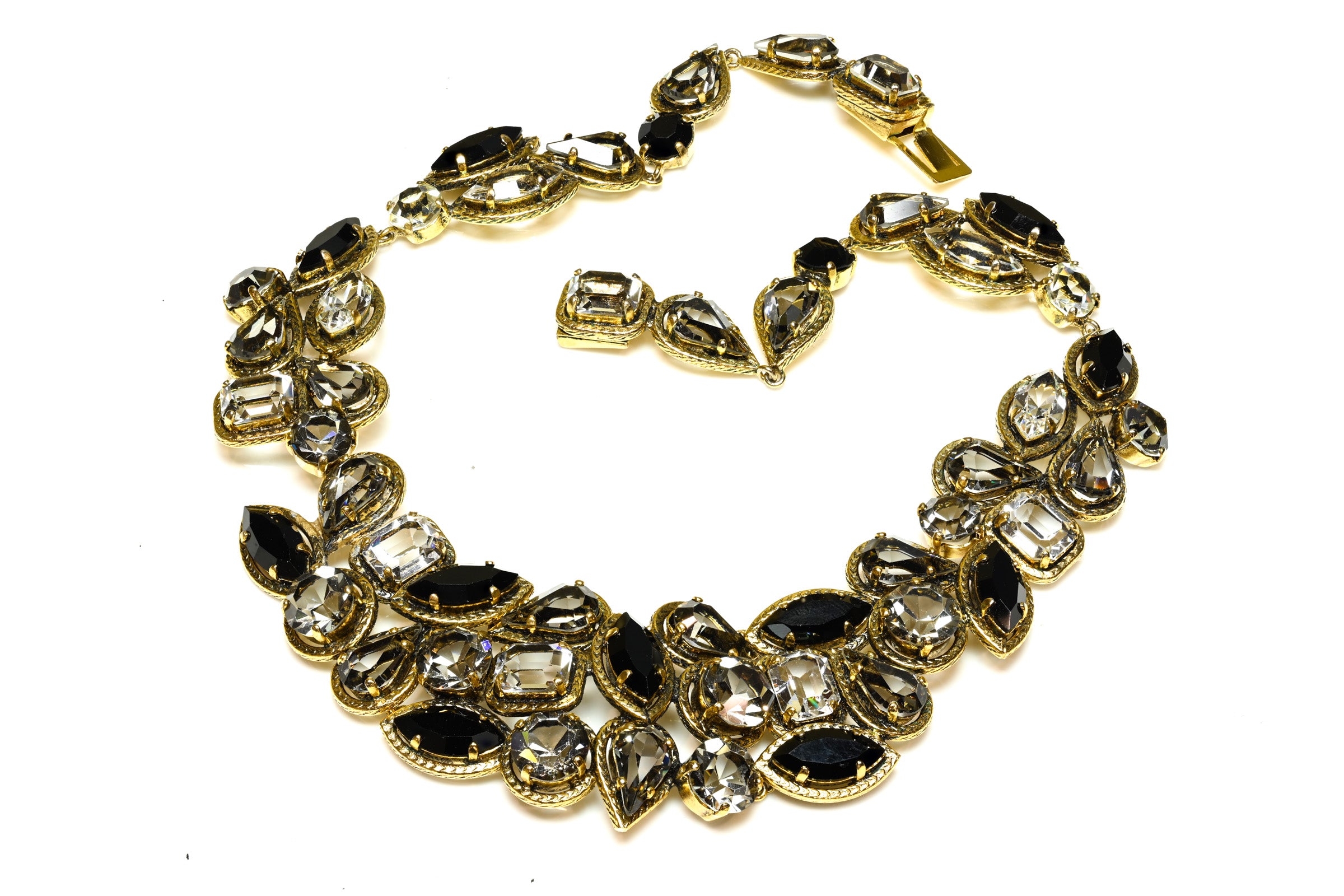 Vintage 1962 Christian Dior Paris Black Gray Crystal Collar Necklace 2