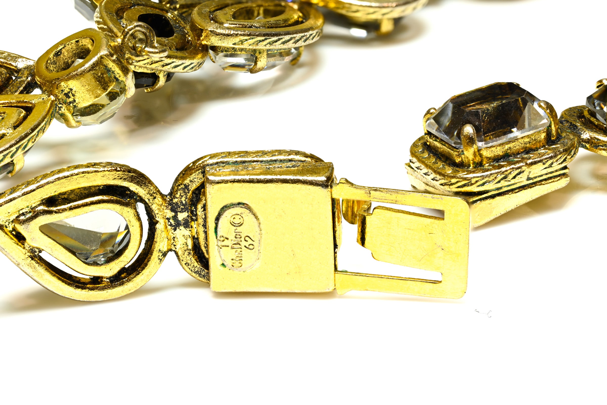 Vintage 1962 Christian Dior Paris Black Gray Crystal Collar Necklace 3