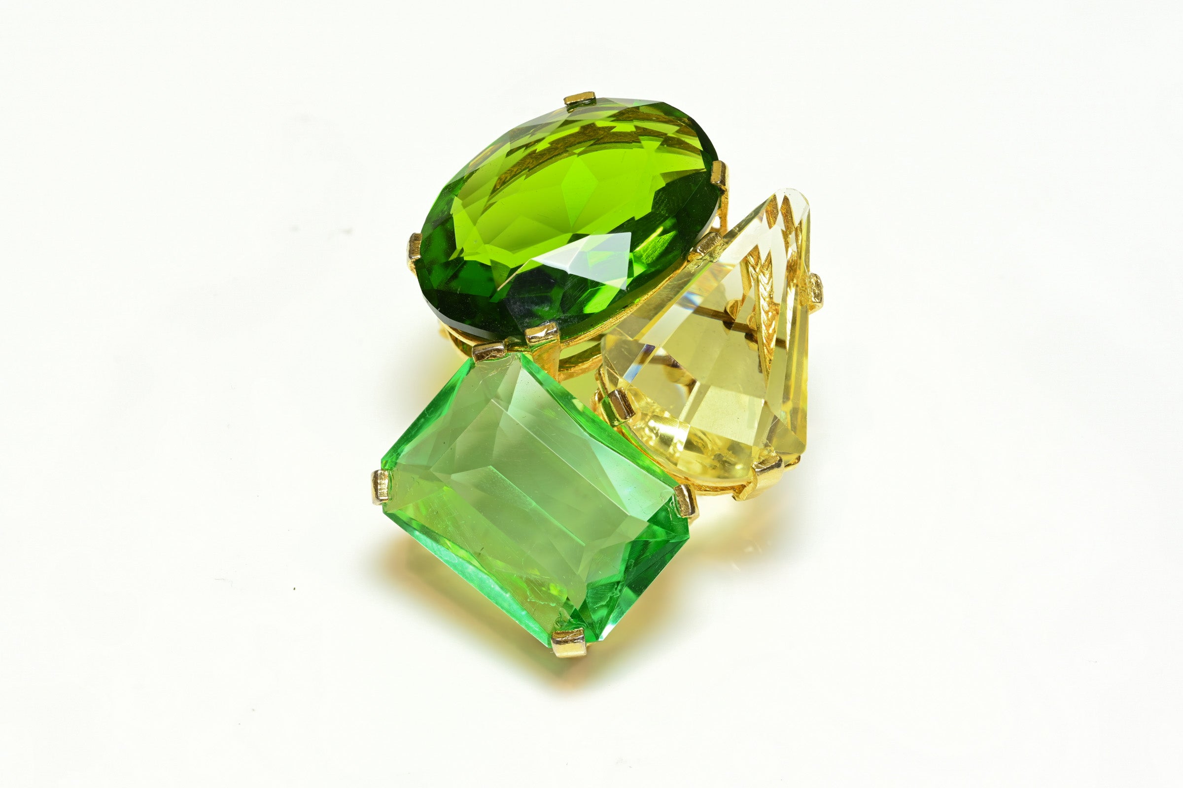 Vintage 1967 Christian Dior Henkel & Grosse Green Crystal Brooch