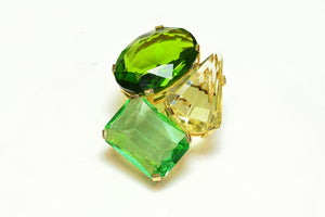 Vintage 1967 Christian Dior Henkel & Grosse Green Crystal Brooch