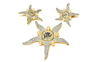 Vintage 1980's Valentino Garavani Starfish Pearl Crystal Set