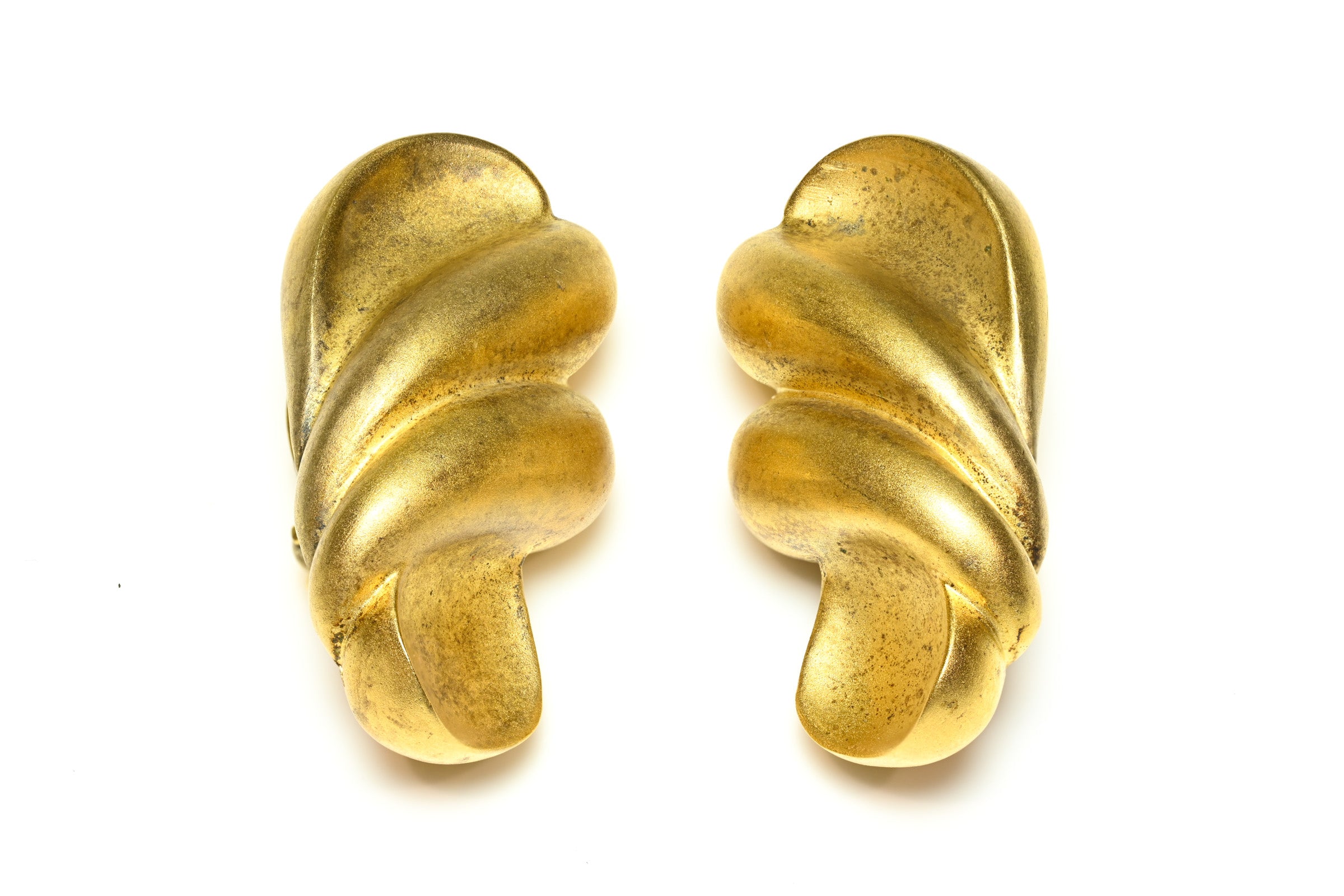 Vintage 1987 Takashi Wada Gilded Silver Twist Earrings 2