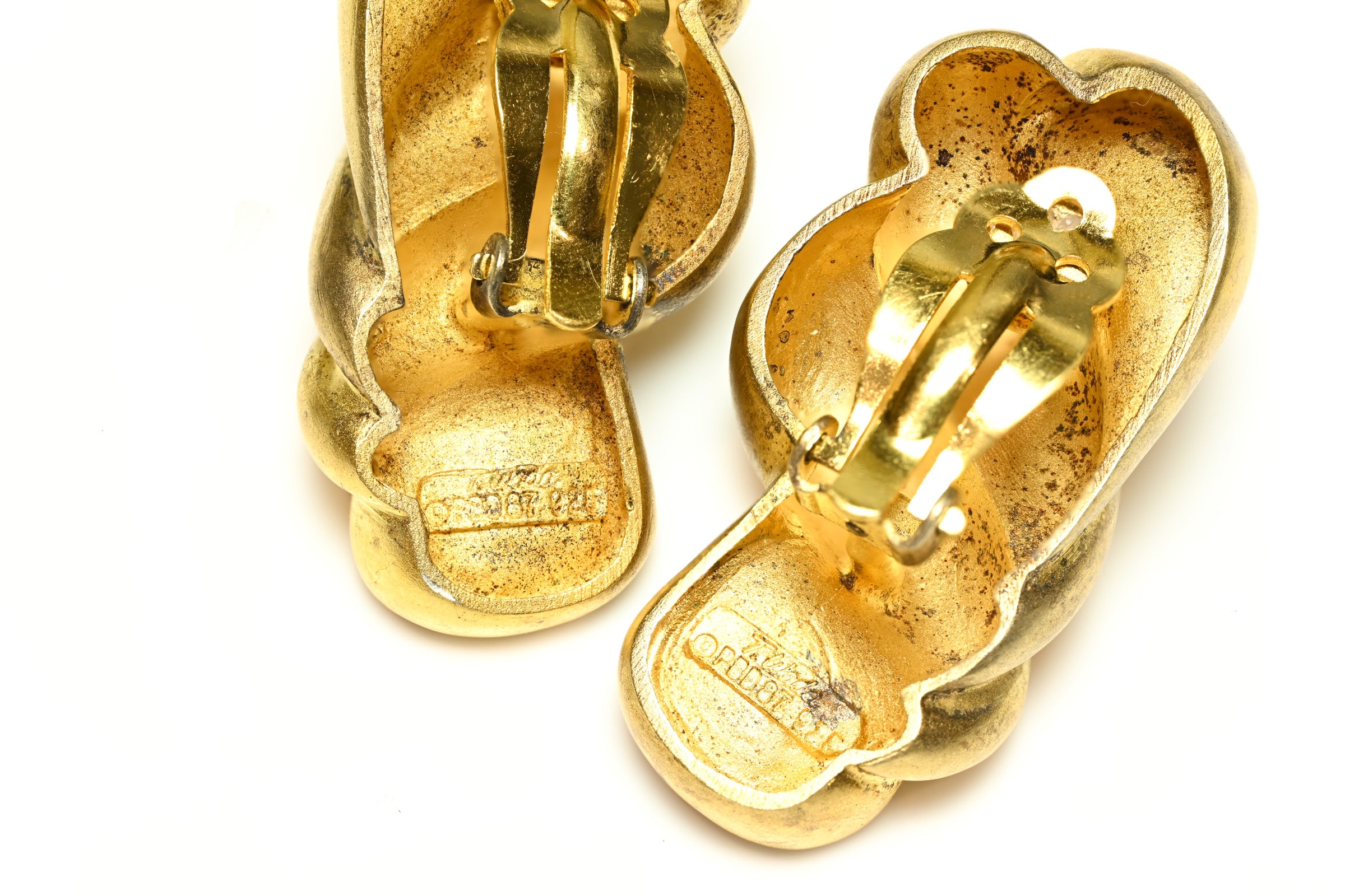 Vintage 1987 Takashi Wada Gilded Silver Twist Earrings 3