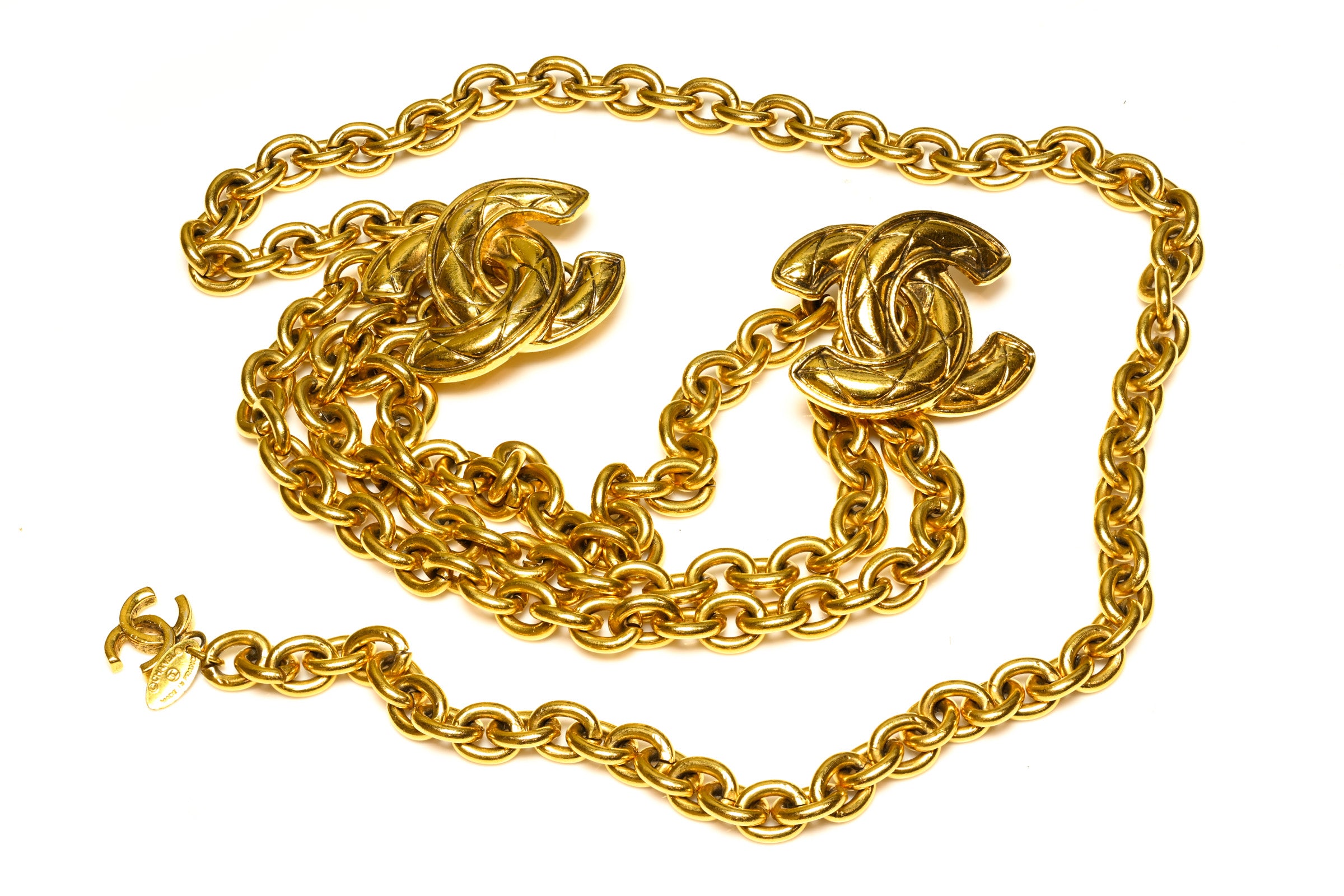Vintage 1990's Chanel Paris Triple Chain CC Belt  1