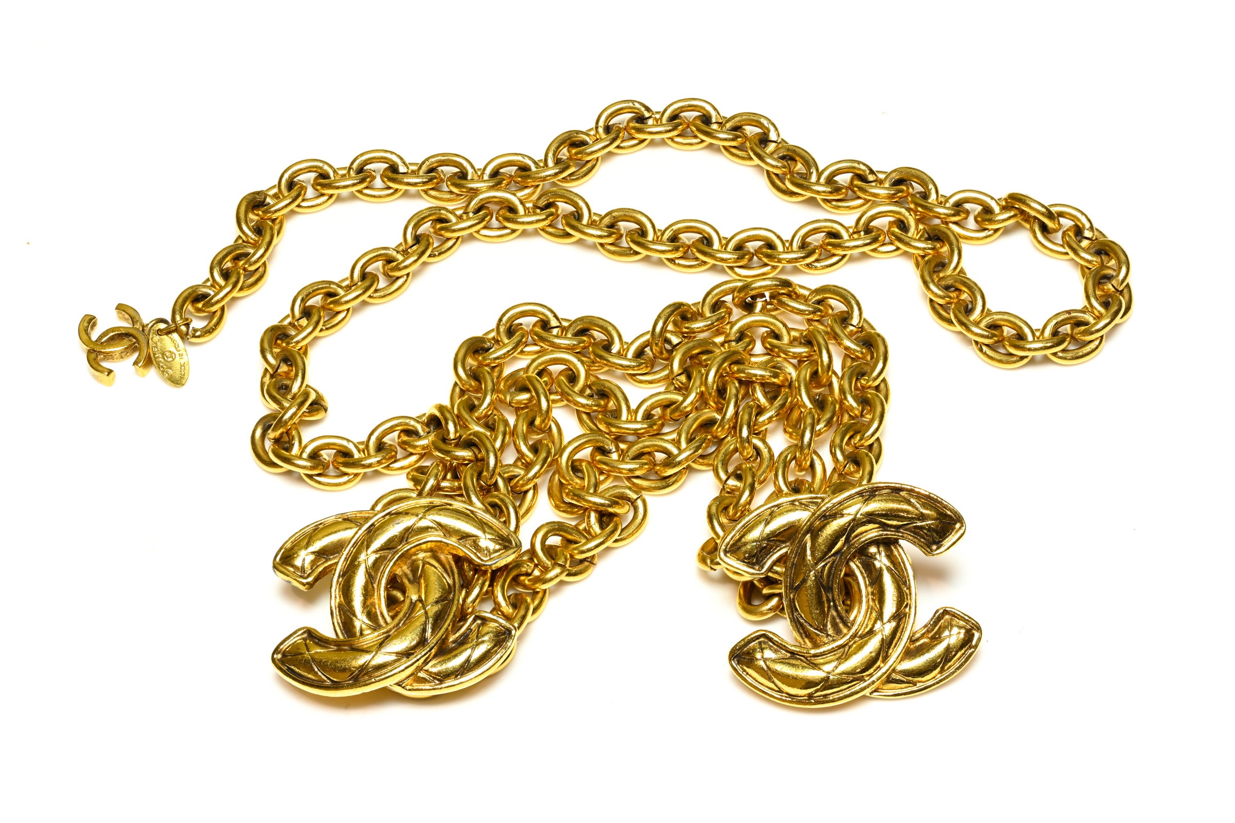 Vintage 1990's Chanel Paris Triple Chain CC Belt 3