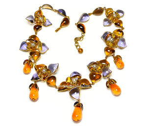 Vintage 1991 Chanel Paris Couture Maison Gripoix Camellia Flower Necklace