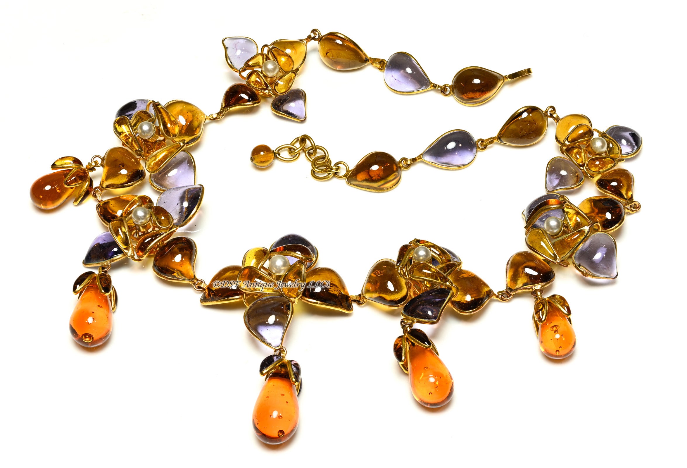 Chanel Paris Couture Maison Gripoix Camellia Flower Necklace