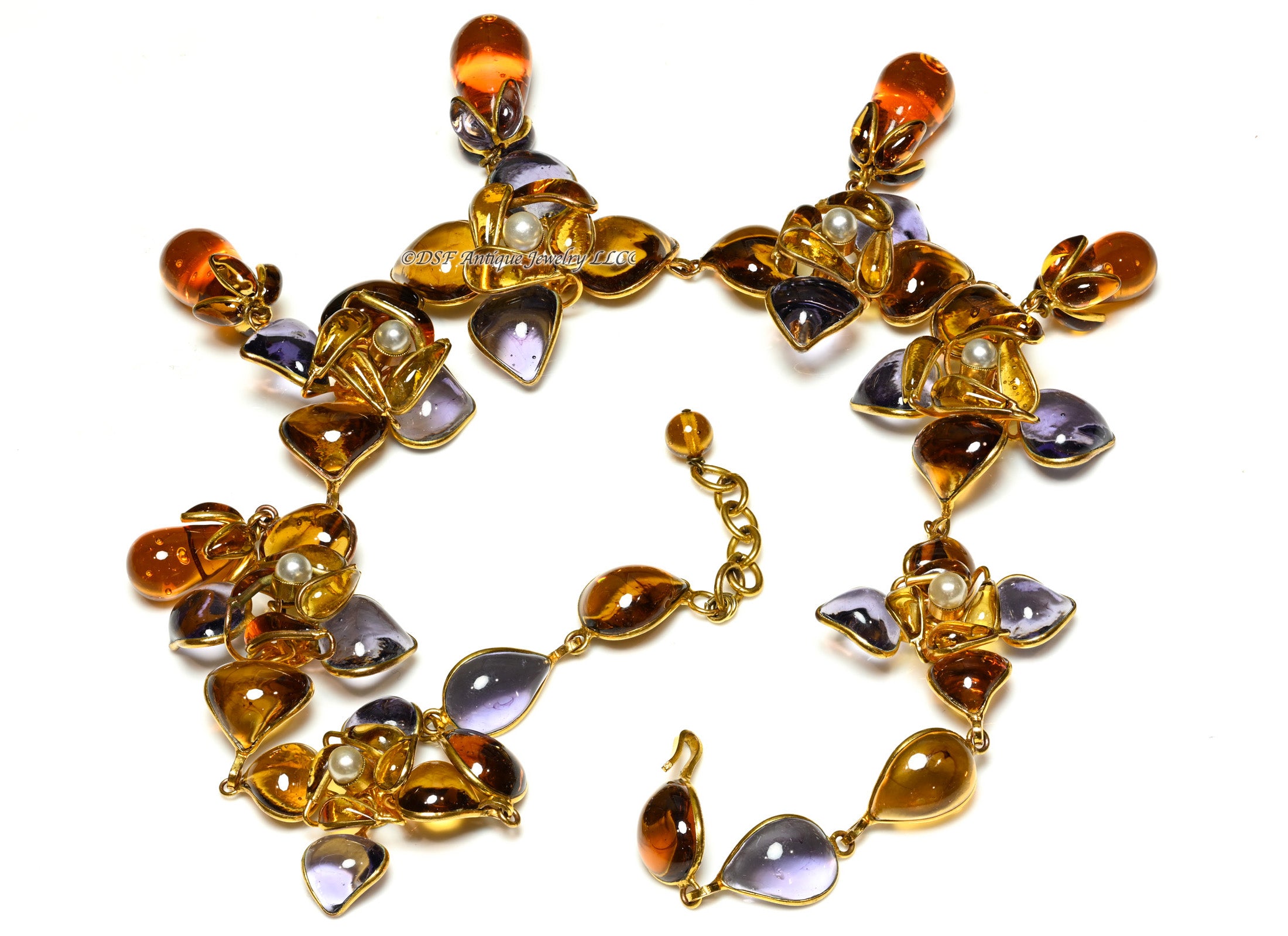 Vintage 1991 Chanel Paris Maison Gripoix Camellia Flower Necklace