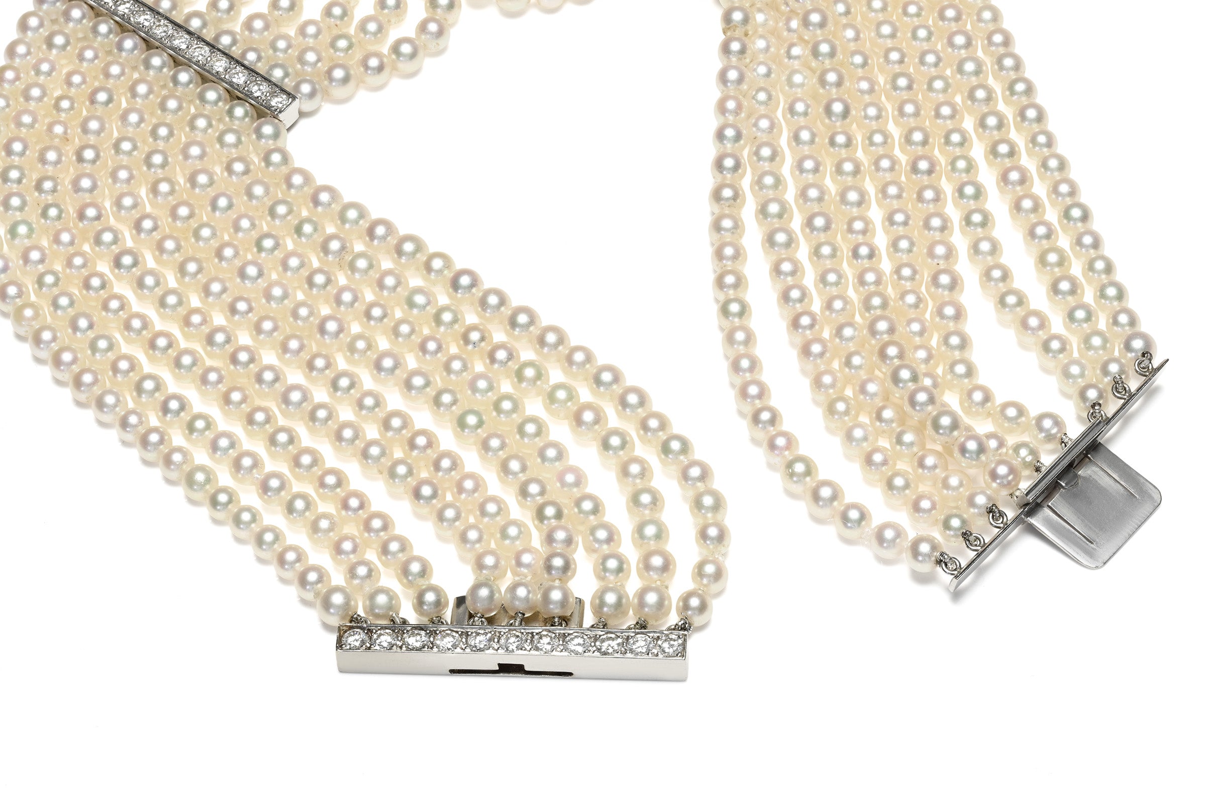 Art Deco Pearl Diamond Platinum Choker Necklace