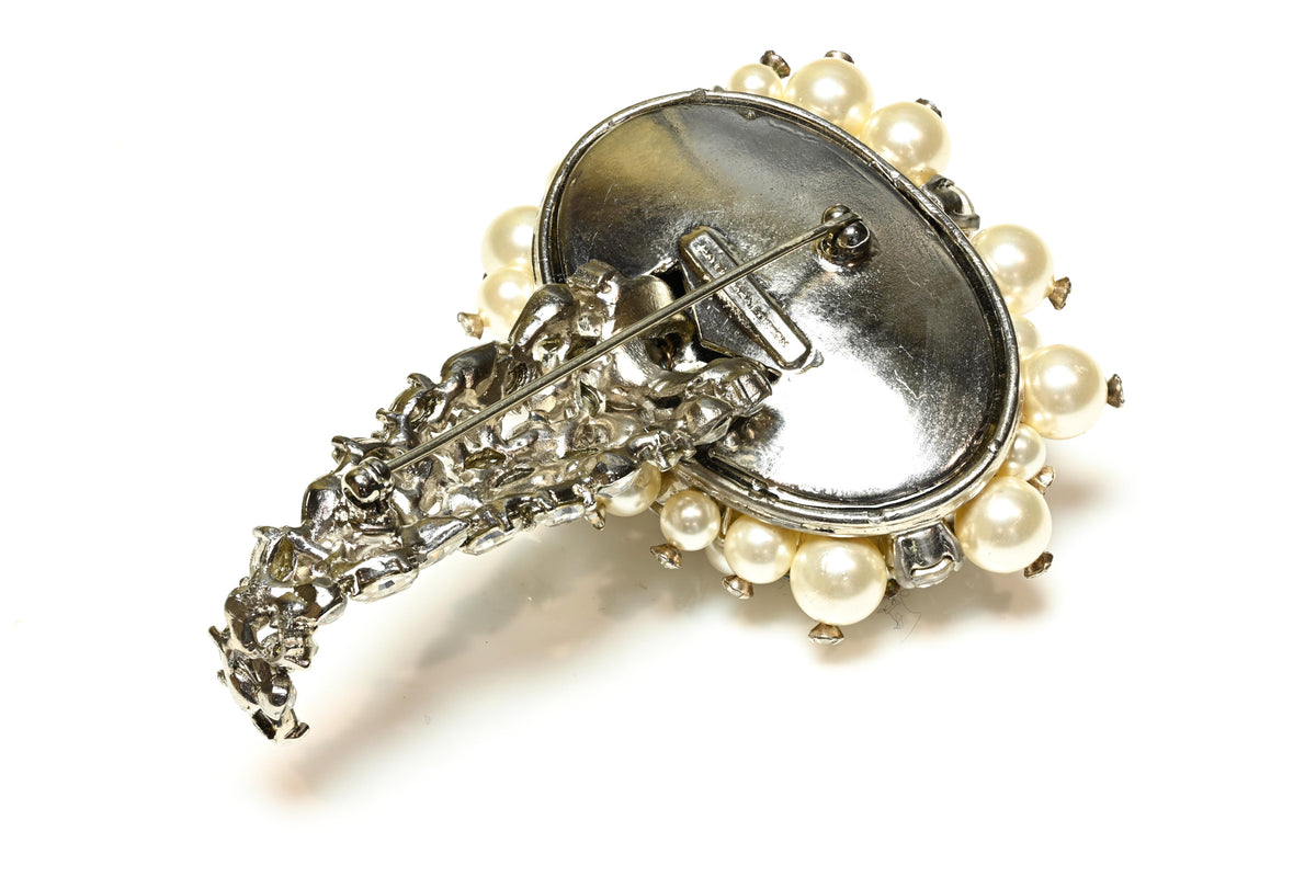 Vintage Balenciaga Paris Couture Revival Comet Crystal Pearl Brooch 2