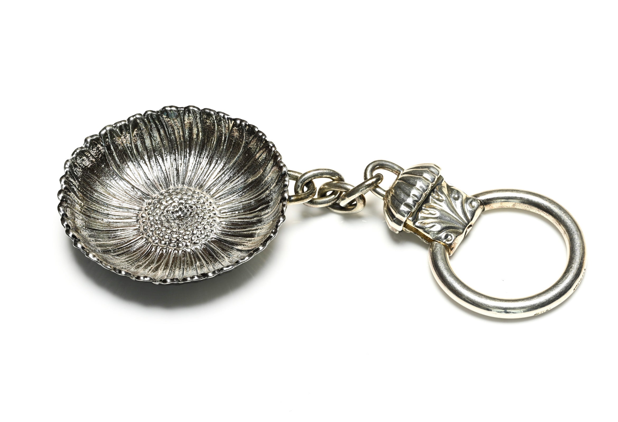 Vintage Buccellati Silver Sunflower Key Ring 
