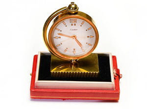 Vintage Cartier 18K Gold Travel Alarm Desk Clock
