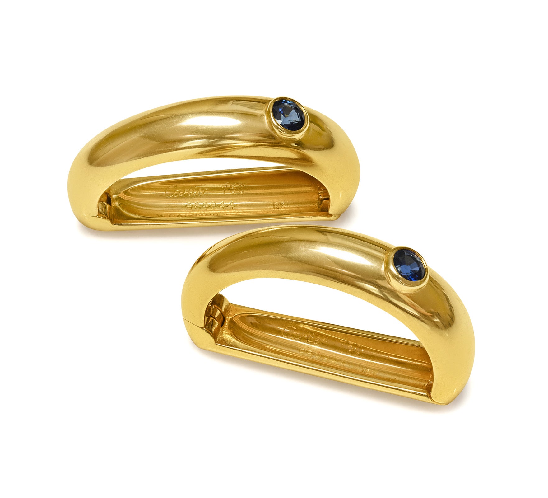 Vintage Cartier 18K Yellow Gold and Sapphire Cufflinks, 1989