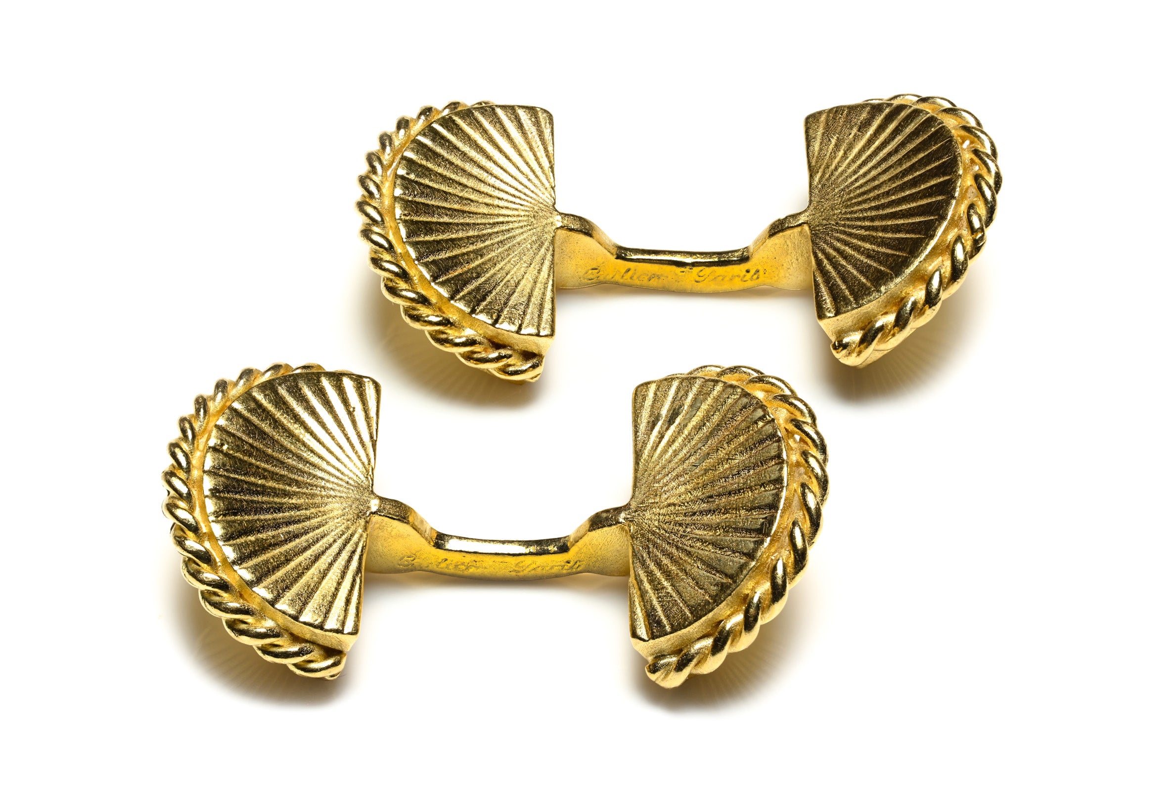 Vintage Cartier Paris 18K Gold Fan Motif Cufflinks