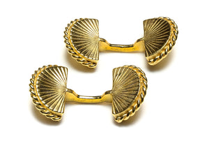 Vintage Cartier Paris 18K Gold Fan Motif Cufflinks