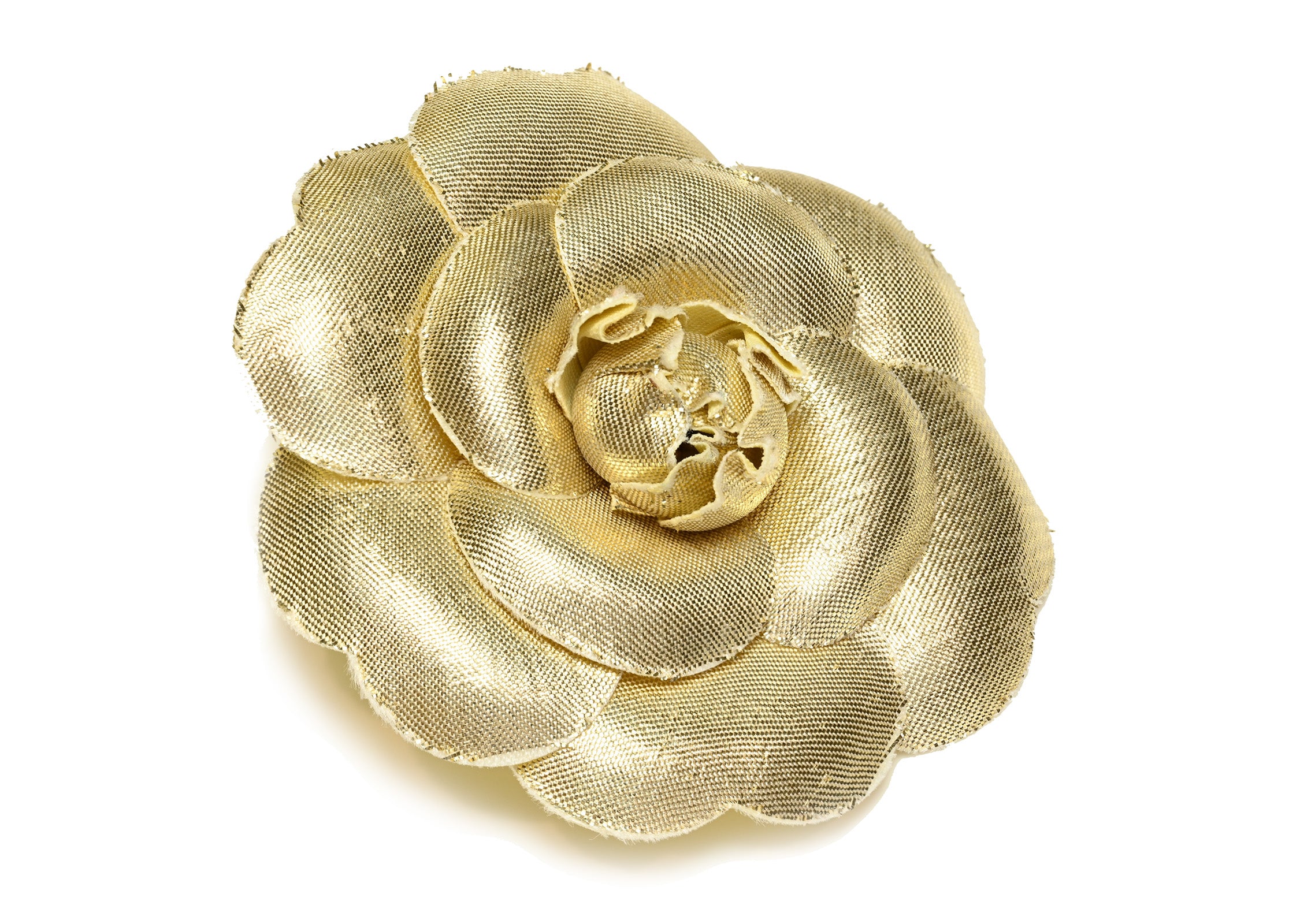 Vintage Chanel Paris Beige Gold Camellia Flower Brooch