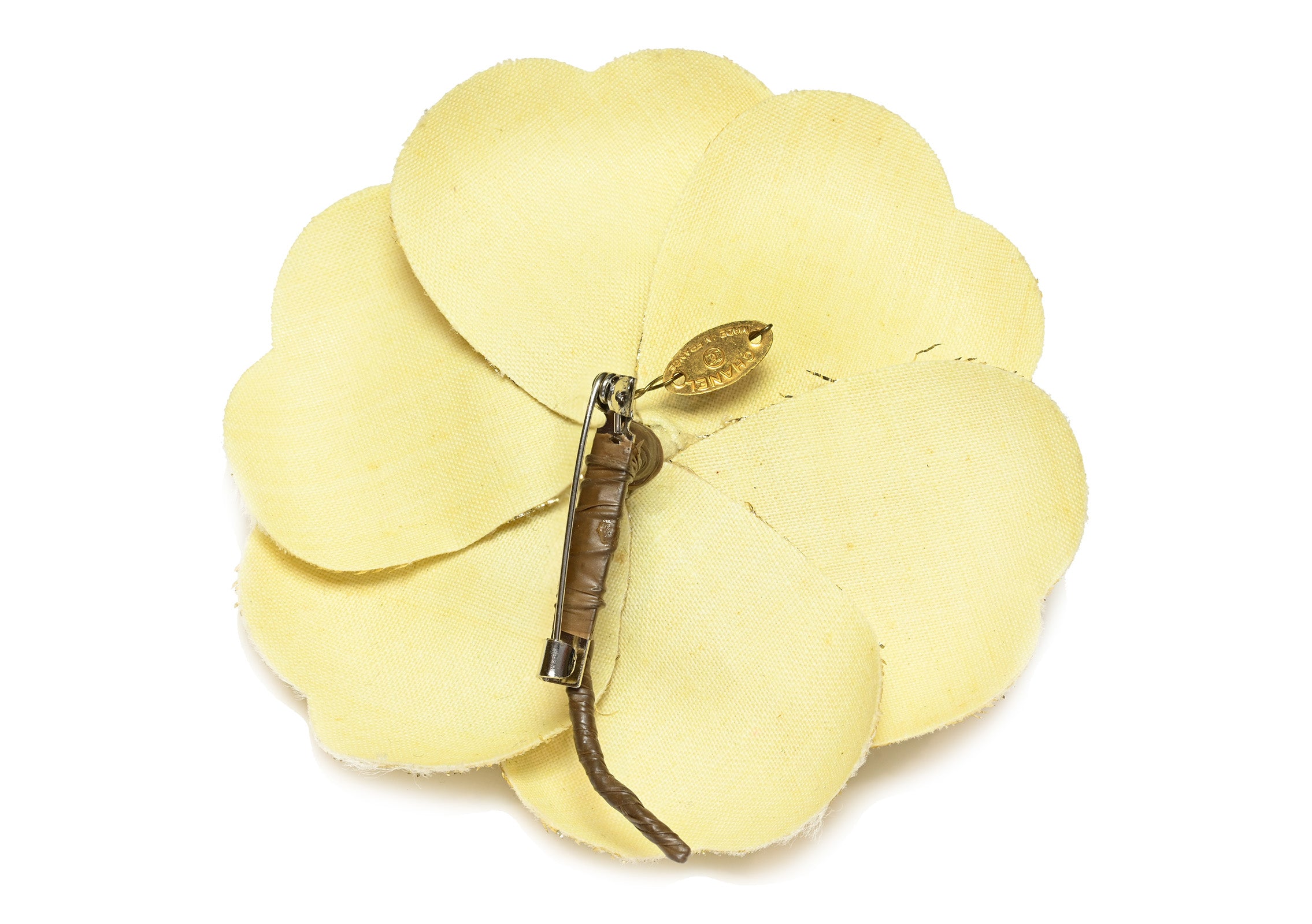 Vintage Chanel Paris Beige Gold Camellia Flower Brooch