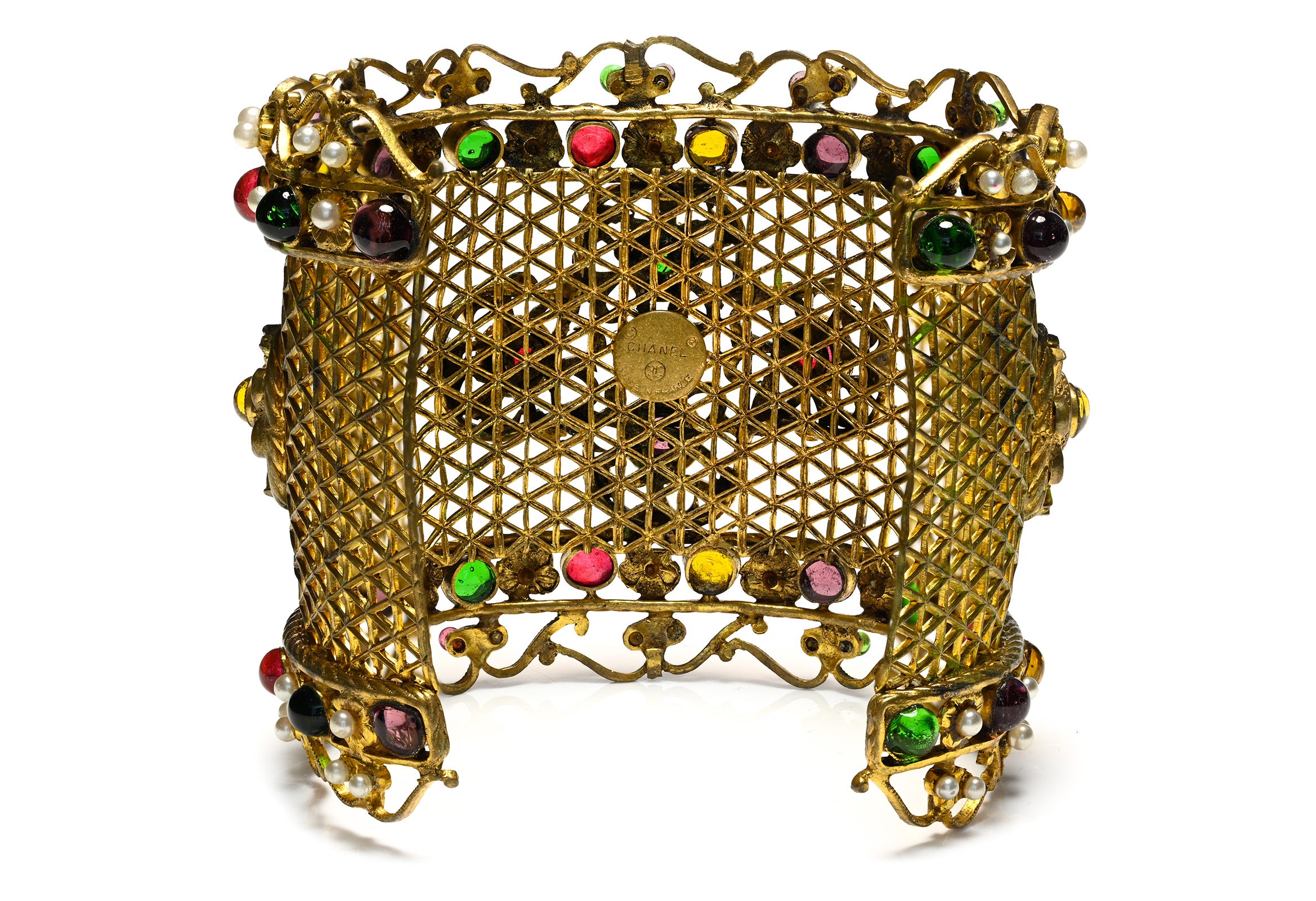 Vintage Chanel Paris Gripoix Glass Byzantine Style Bracelet signature