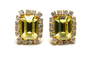 Vintage Chanel Paris Spring 1995 Barbie Yellow Crystal Earrings