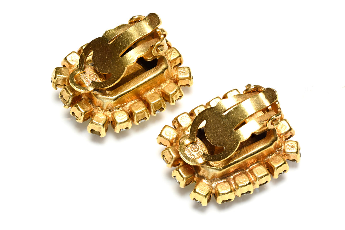 Vintage Chanel Paris Spring 1995 Barbie Yellow Crystal Earrings 3