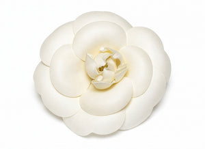 Vintage Chanel Paris White Camellia Flower Brooch