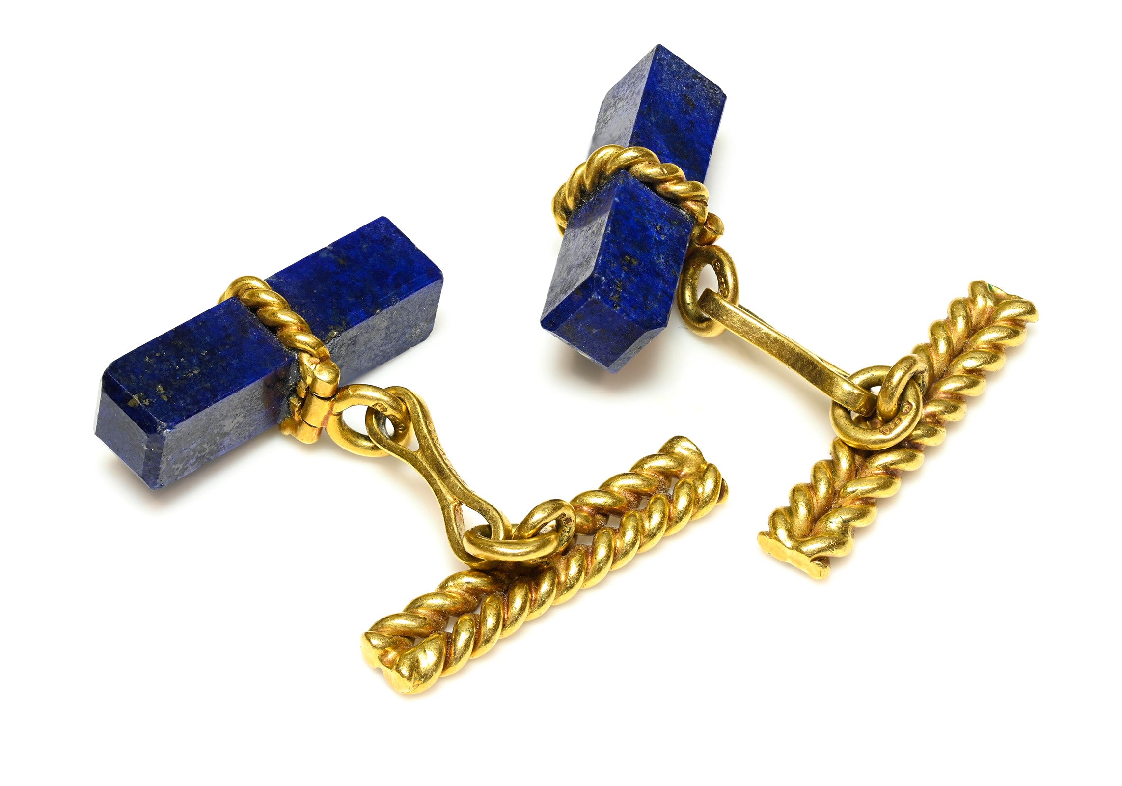 Chaumet Lapis Lazuli 18K Gold Baton Cufflinks