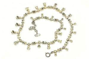 Vintage Christian Dior Germany Rhodium Plated Crystal Necklace
