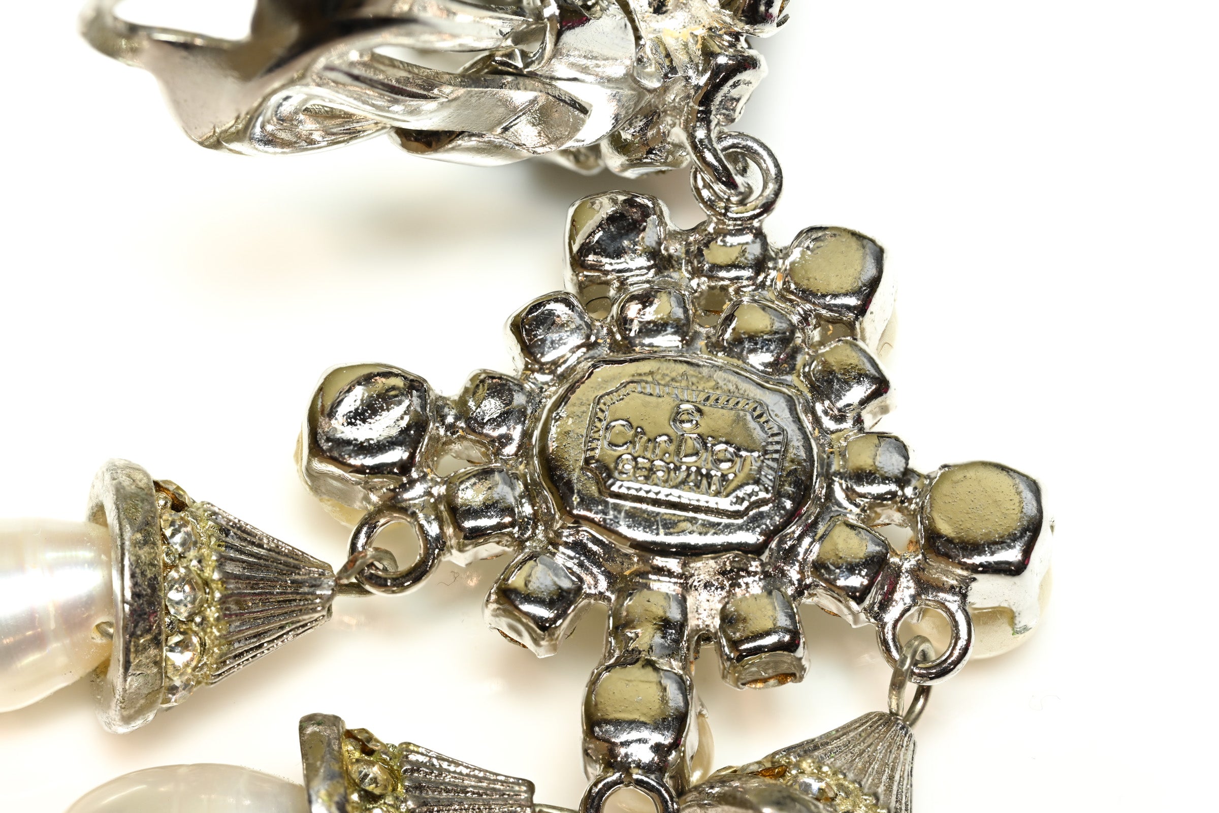 Vintage Christian Dior Henkell & Grosse Pearl Chandelier Earrings signature