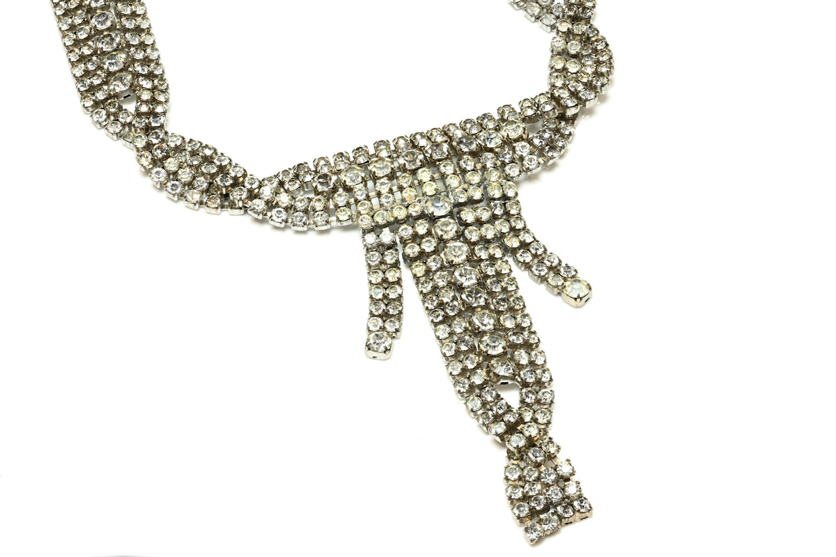 Vintage Christian Dior Paris Haute Couture Crystal Twist Tassel Necklace 1