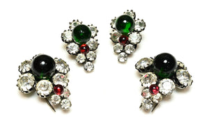Vintage Christian Dior Paris by Kramer Red Green Glass Set