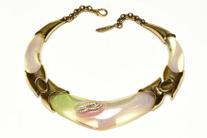 Vintage Christian Lacroix Paris Pastel Lucite Crystal Collar Necklace