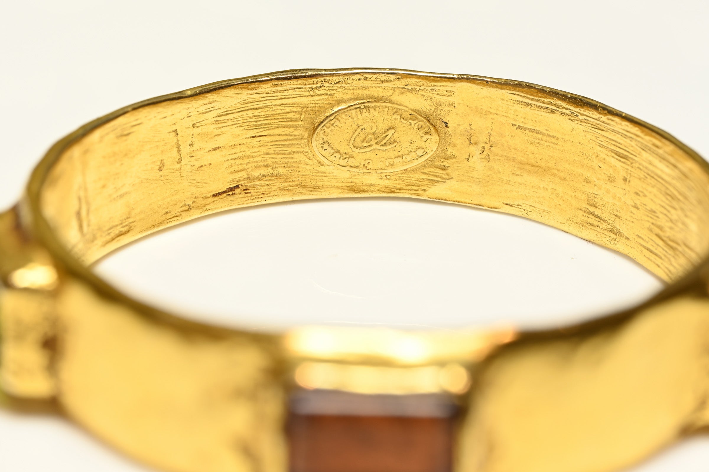 Vintage Christian Lacroix Red Green Glass Set of 3 Bangle Bracelets 3