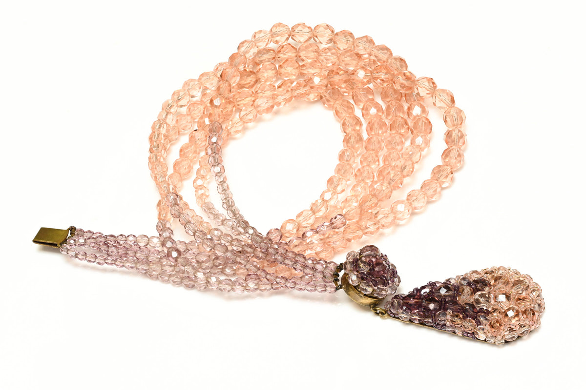 Vintage Coppola e Toppo for Emilio Pucci Pink Gradient Crystal Necklace