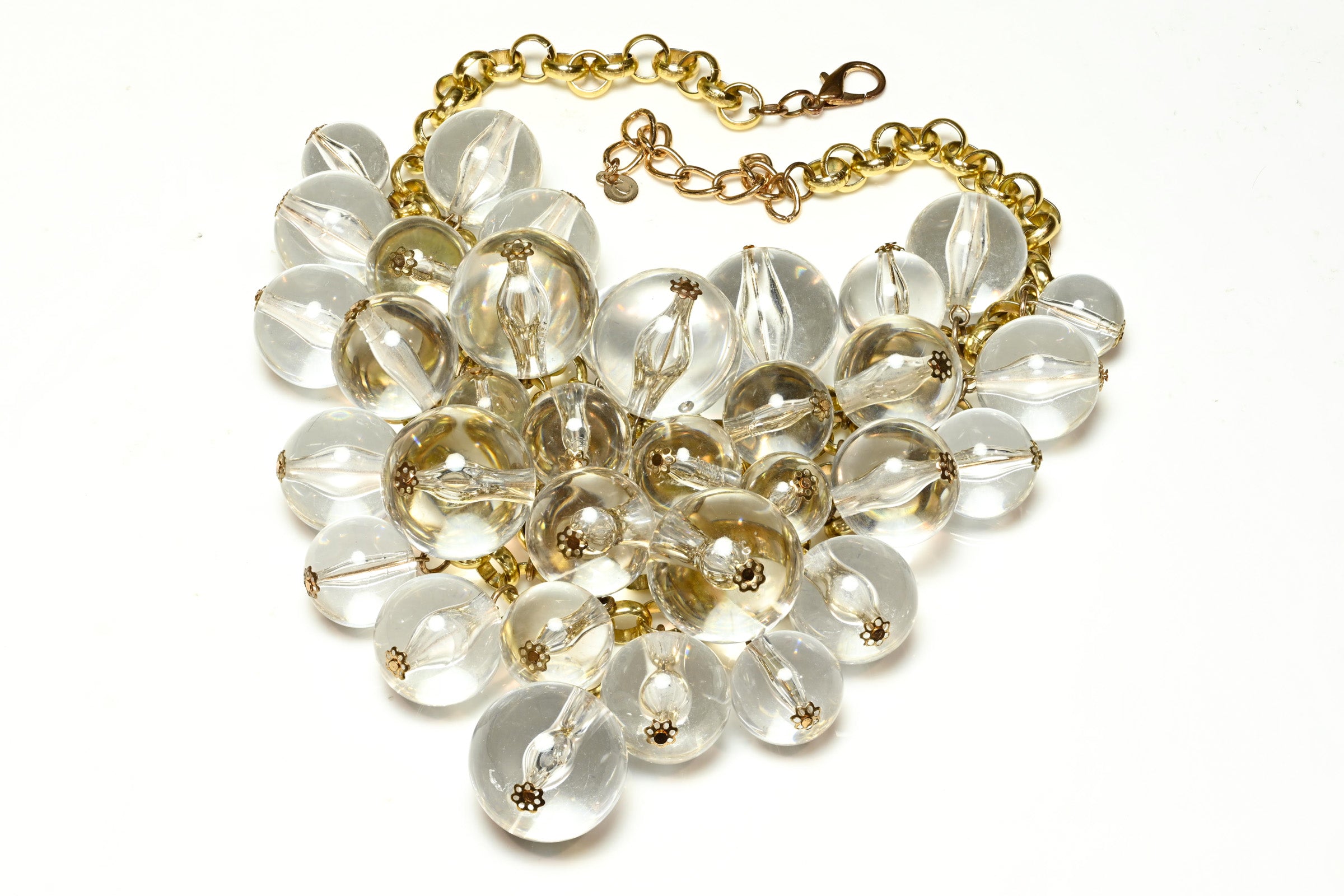 Vintage Courreges Paris Lucite Bubble Ball Bib Necklace