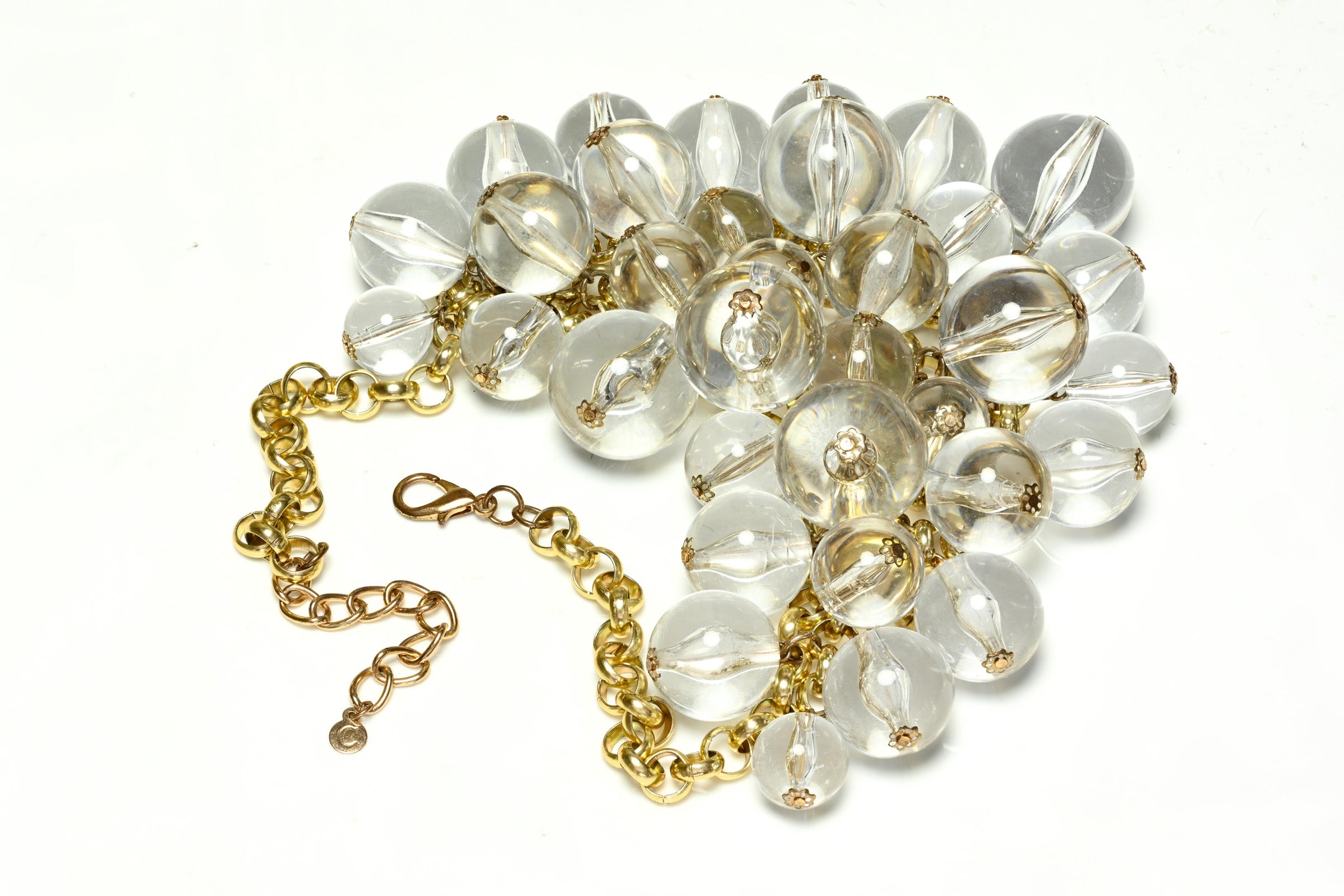 Vintage Courreges Paris Lucite Bubble Ball Bib Necklace 1