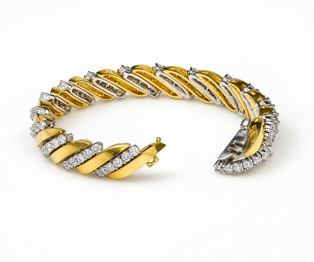 Vintage Diamond Bracelet in 18K Yellow and White Gold