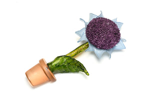 Vintage Fabrice Paris Large Blue Purple Resin Flower Brooch