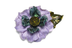 Vintage Fabrice Paris Large Purple Blue Resin Flower Brooch