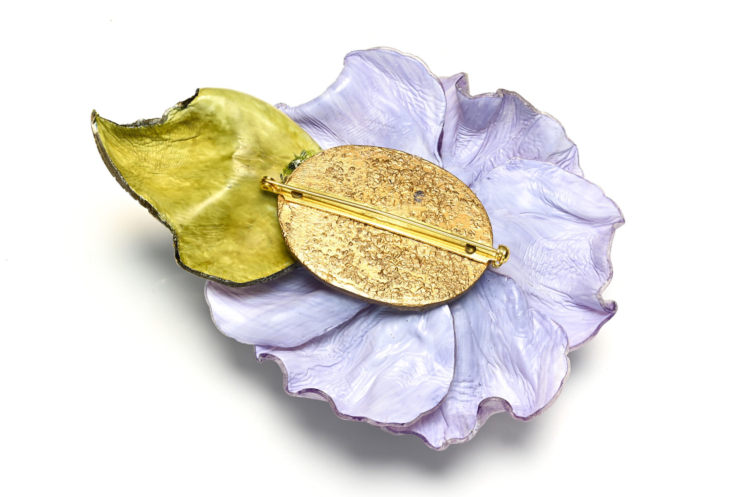 Vintage Fabrice Paris Large Purple Blue Resin Flower Brooch 2