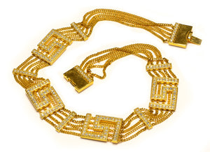 Vintage Gianni Versace Greek Key Crystal Collar Necklace