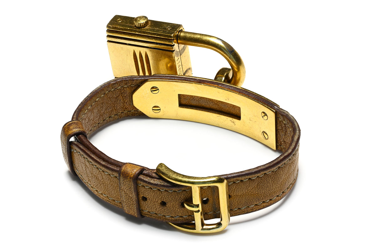 Vintage Hermes Paris Brown Leather Kelly Watch 1